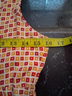 Vtg Old Navy Clothing Co. Red and Mustard Geometric Square Print Mini Dress 4